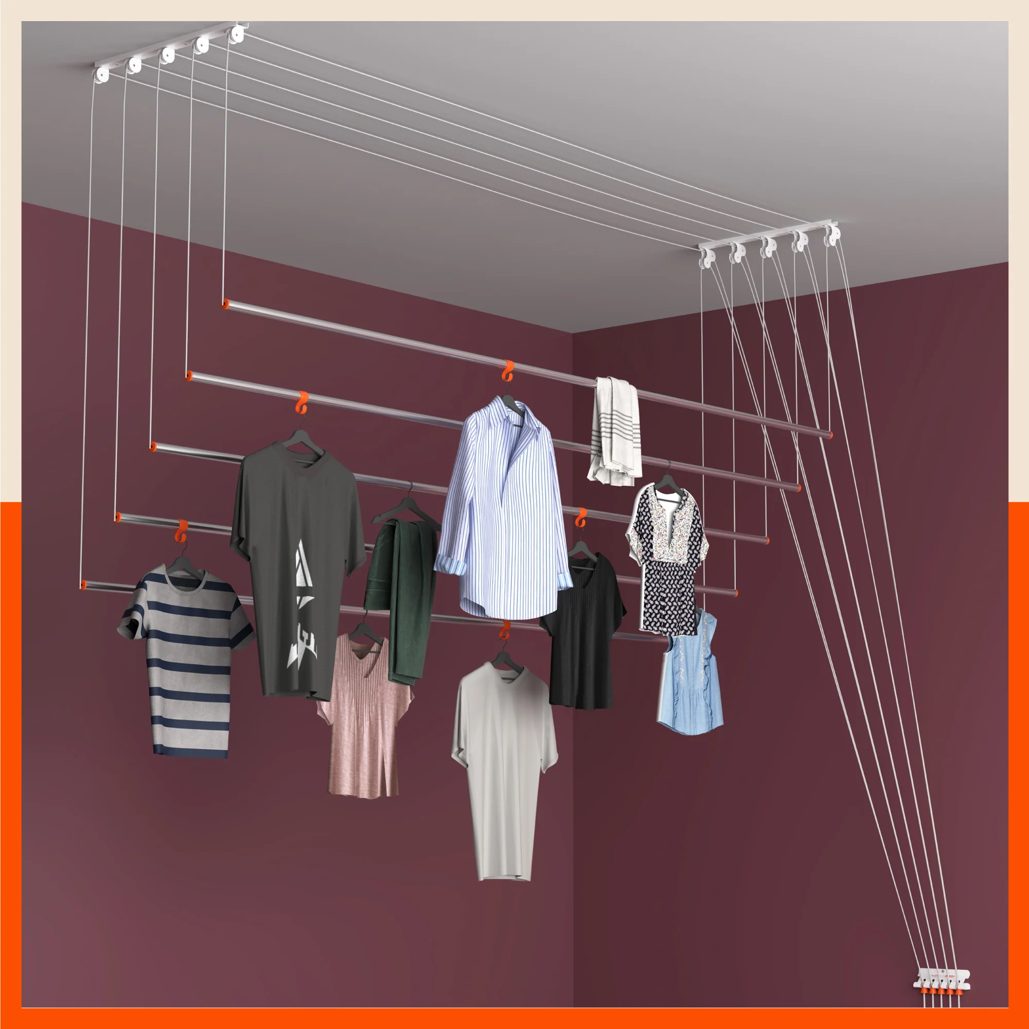 Wall Mounted Cloth Hanger installed by Pavitra Safety Nets Hyderabad